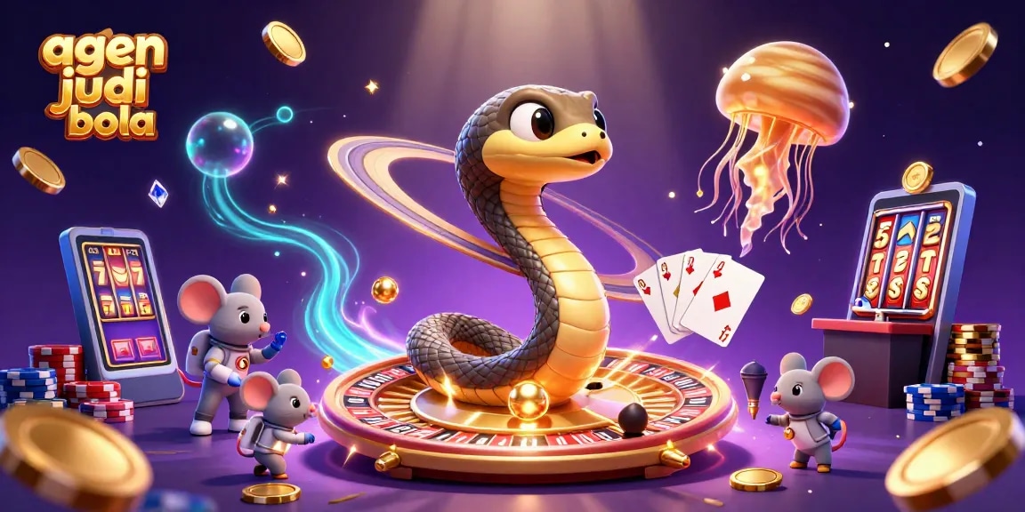 Experience thrilling bets at agen judi bola as tiny astronaut mice play with cosmic casino elements.