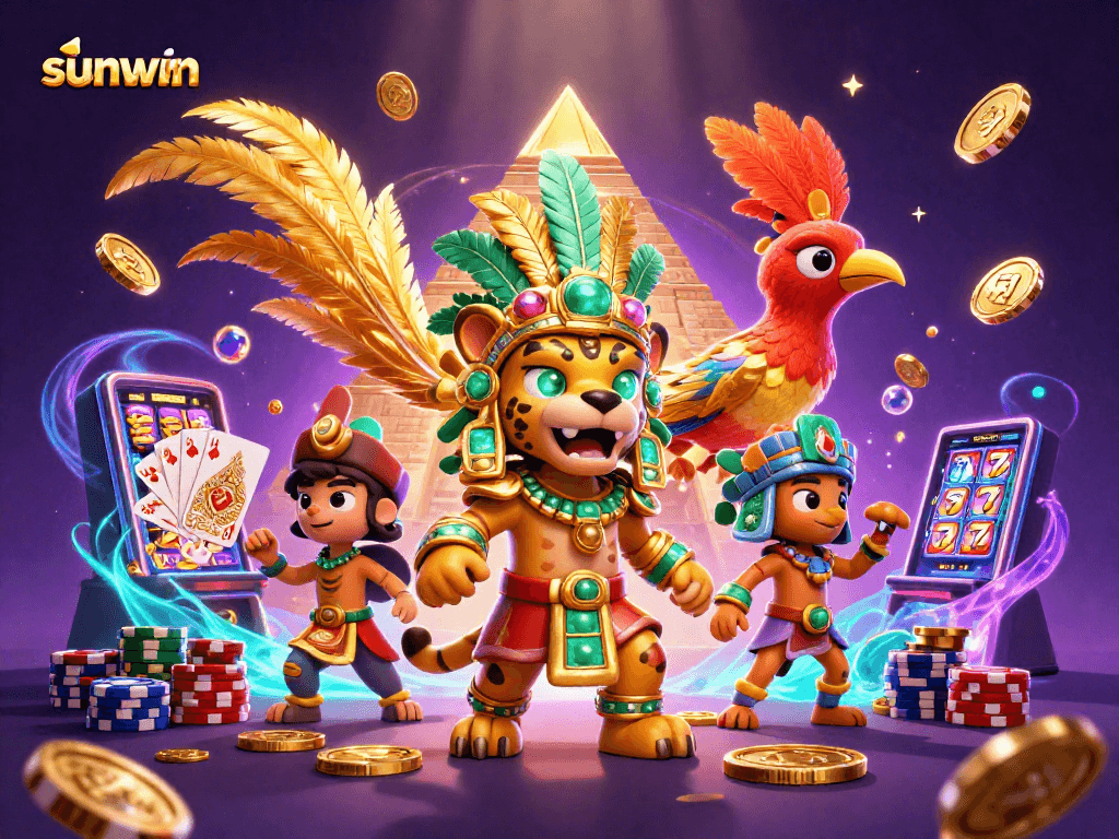 Experience sunwin's exhilarating slot action with majestic characters and vibrant casino elements.