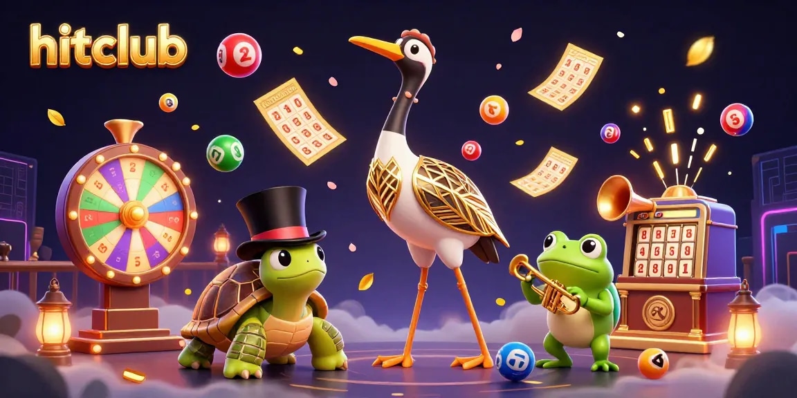 Engage with hitclub's vibrant casino world featuring characters, games, and dynamic lottery elements.