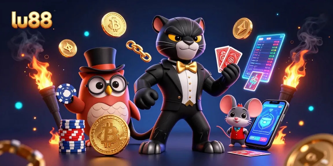 Experience the excitement of lu88 with a stylish black panther dealer surrounded by vibrant casino elements.