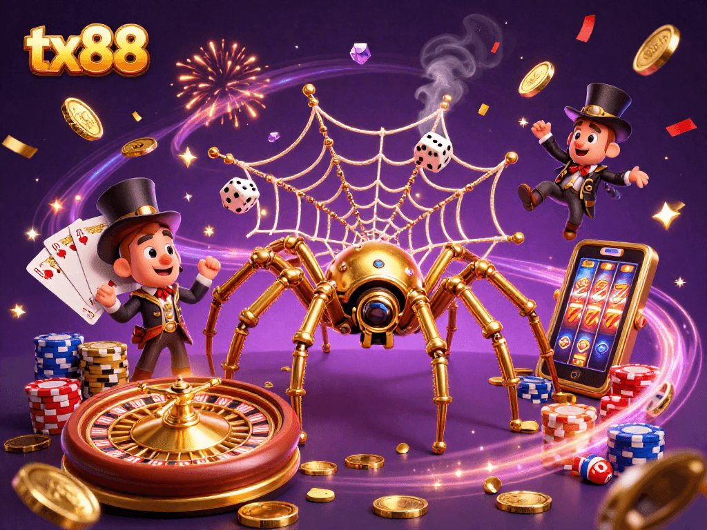 Engage the thrill of winning at tx88 with a steampunk-inspired 3D casino scene.