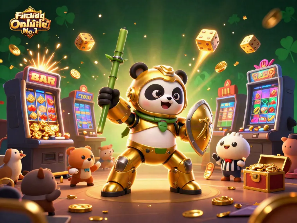 Engage with Fachai Fishing Online No.1 M3 in a vibrant 3D casino scene featuring gold-drenched visuals and dynamic game elements.