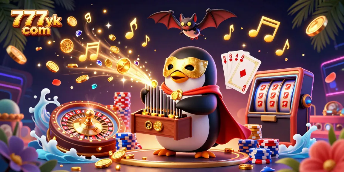 Experience the thrill of gaming at 777yk com with a vibrant casino-themed digital illustration.
