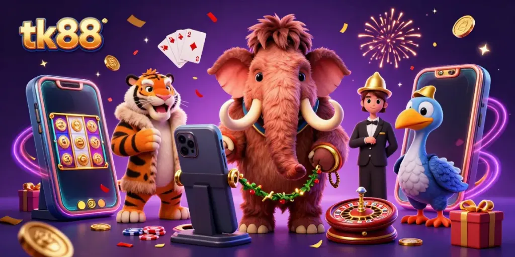 Experience tk88 casino excitement with a woolly mammoth bouncer, saber-tooth guest, and dodo doorman.