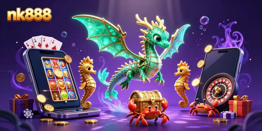 Experience vibrant casino excitement with nk888, featuring sea dragon treasure and colorful slot games.
