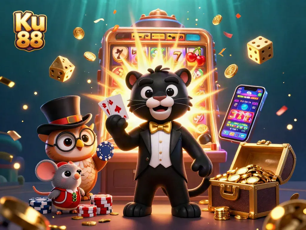Engage in exciting gaming scenarios at Ku 88 with stylish characters and vibrant casino elements