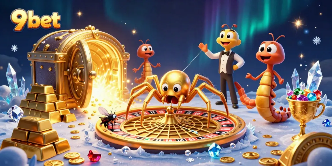Experience exciting bets at 9 bet with a colorful 3D casino scene filled with sparkling treasures.