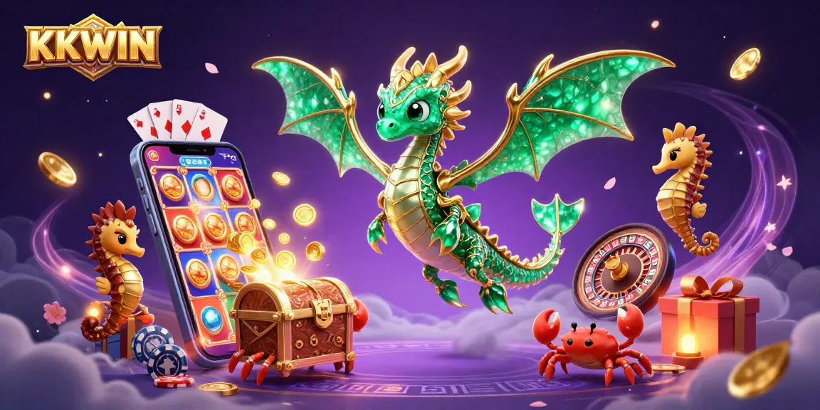 Engage in KKWIN gaming adventures with captivating elements of a vibrant casino scene.