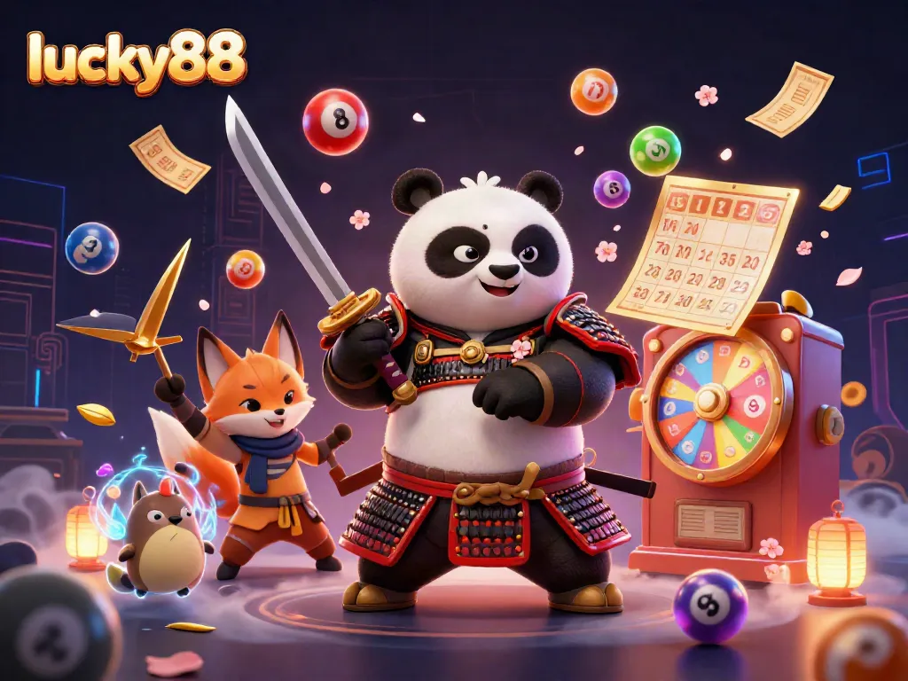 Experience lucky88's vibrant casino scene with animated characters and gambling elements amidst cherry blossoms.