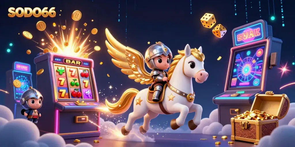 Experience the vibrant action of slot gaming in SODO66 with celestial elements and dynamic casino features
