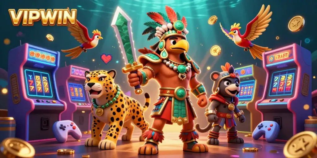 Experience the excitement of VIPWIN with vibrant characters and dynamic casino elements.