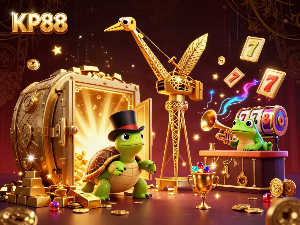 Experience the excitement of KP88's casino world with vibrant characters and impressive treasure.