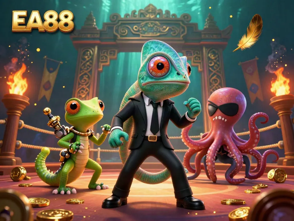 Experience the action at EA88, where vibrant characters engage in a high-stakes casino scene filled with immersive game elements.