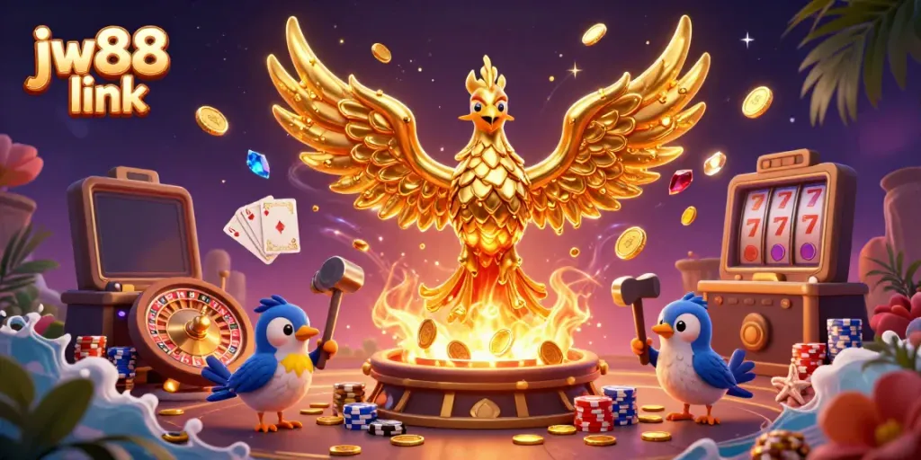 Experience thrilling gameplay with the jw88 link in this vibrant casino scene.