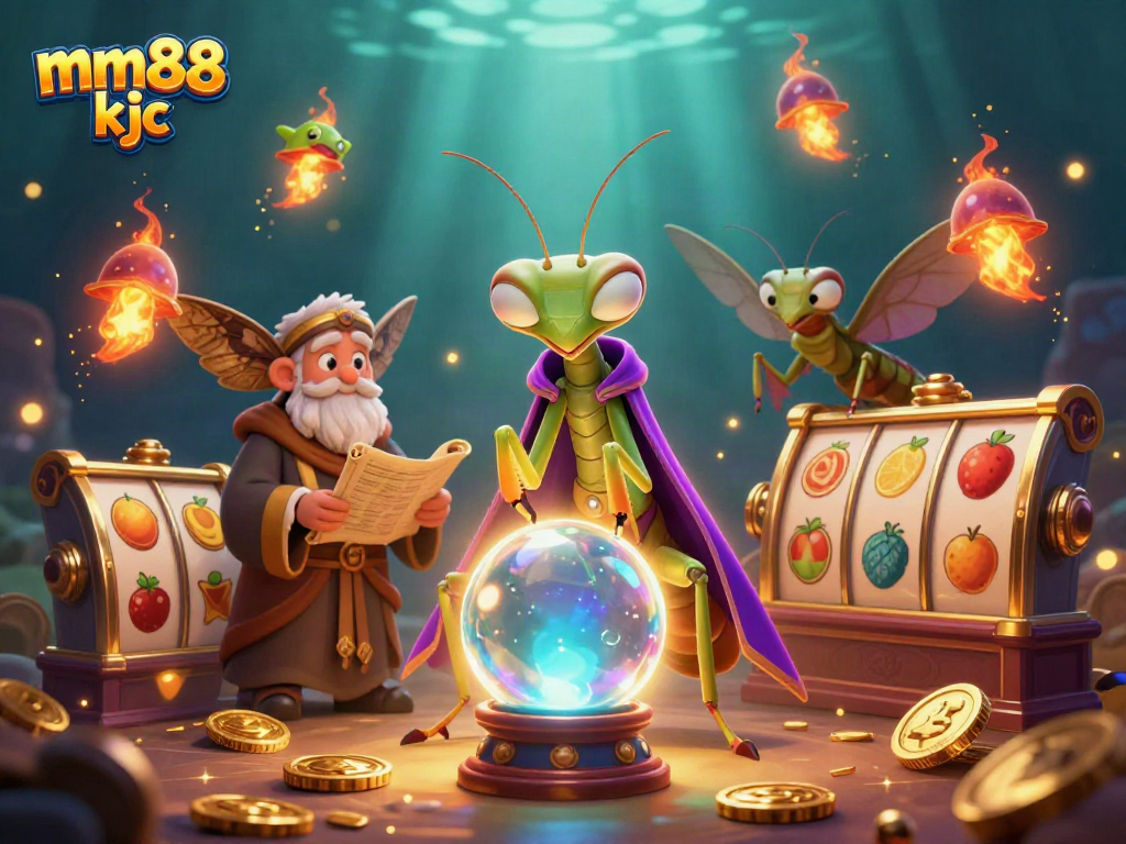 Experience thrilling slots and casino magic with mm88 kjc in a vibrant 3D illustration.