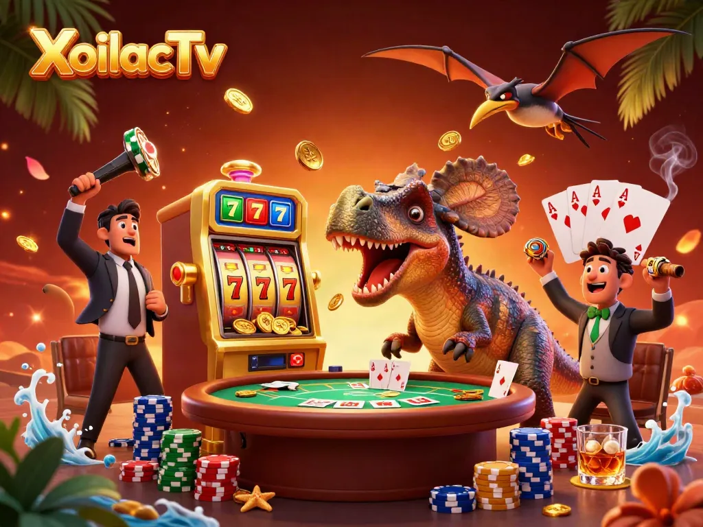 XoilacTv brings excitement as a pachycephalosaurus jackpots with coins amid casino delights.
