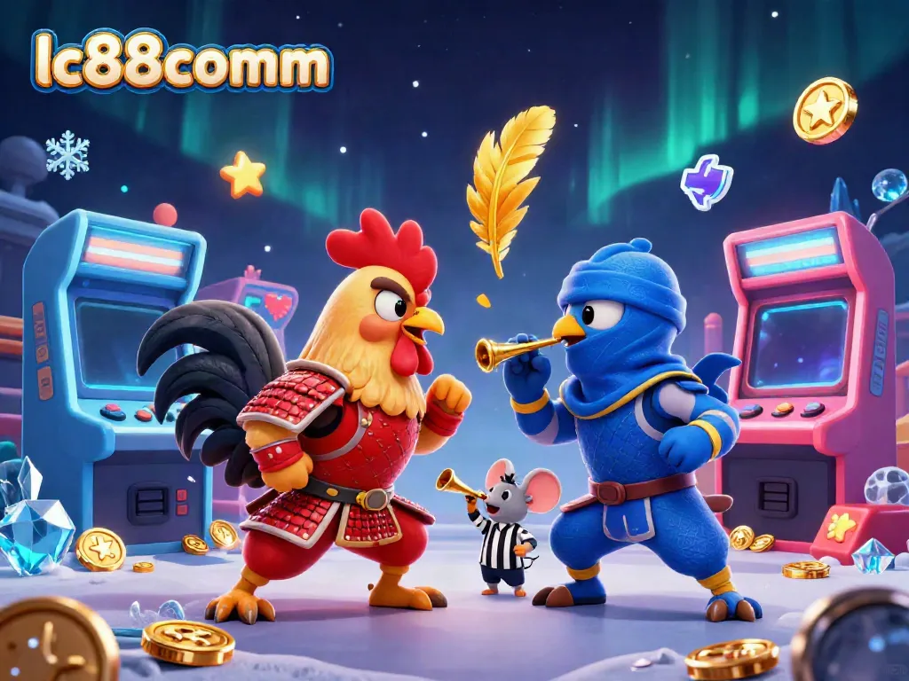 Compete in thrilling games at lc88comm with engaging colorful 3D scenes featuring fighting roosters.