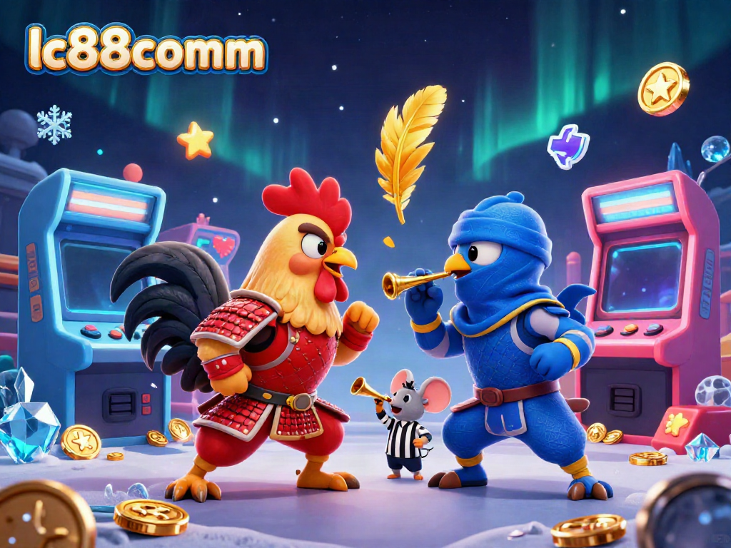 Compete in thrilling games at lc88comm with engaging colorful 3D scenes featuring fighting roosters.