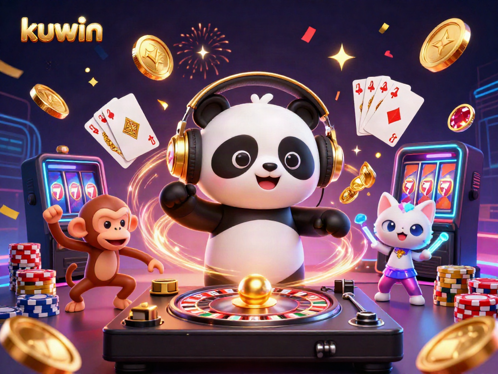 Experience thrilling gameplay at kuwin with lively characters celebrating in a vibrant casino ambiance.