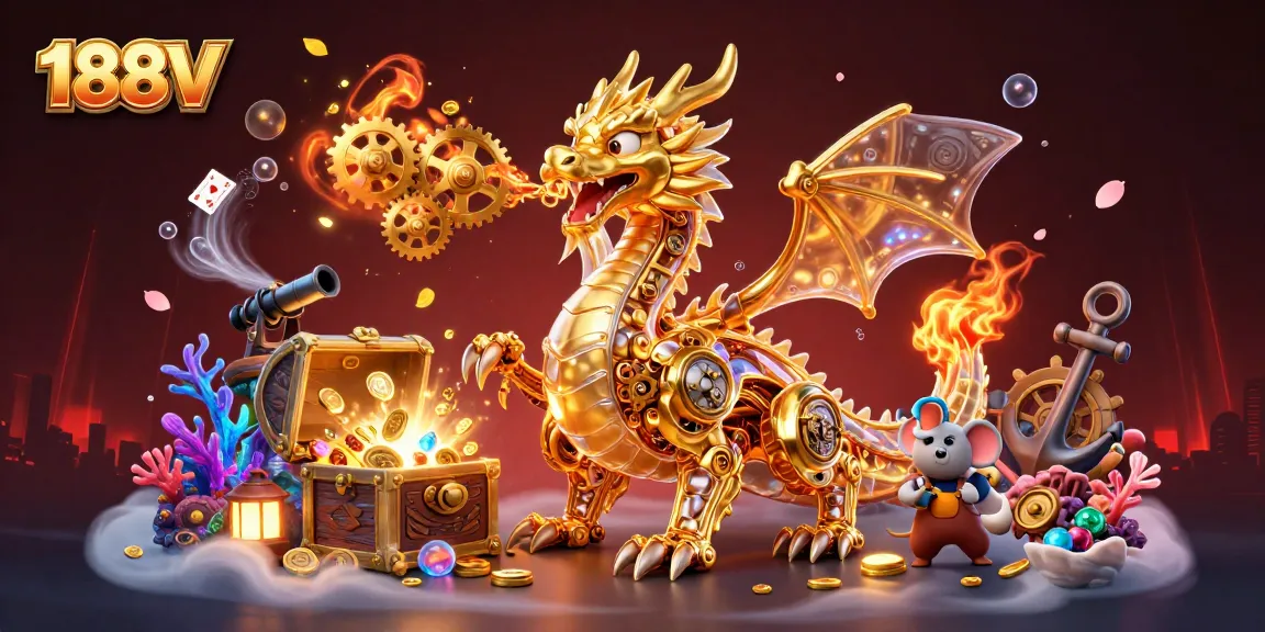 Experience thrill with 188V as the golden dragon unleashes treasure in an exciting casino adventure.