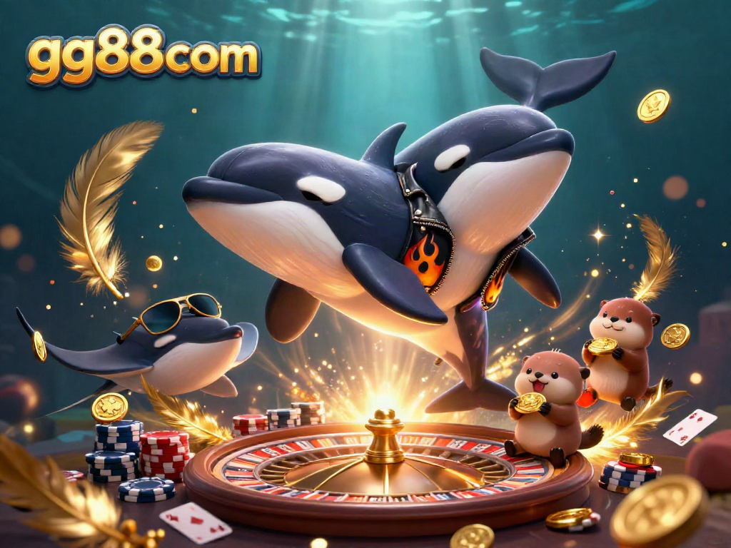 Experience thrilling games with the gg88com orca rider in a vibrant underwater casino scene.