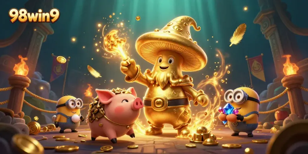 Experience thrilling gameplay at 98win9 with magical treasures and vibrant casino elements.