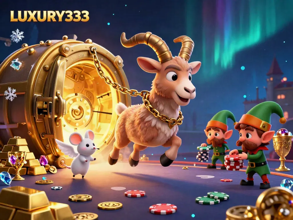 Experience LUXURY333 like never before in this thrilling holiday-themed casino scene.