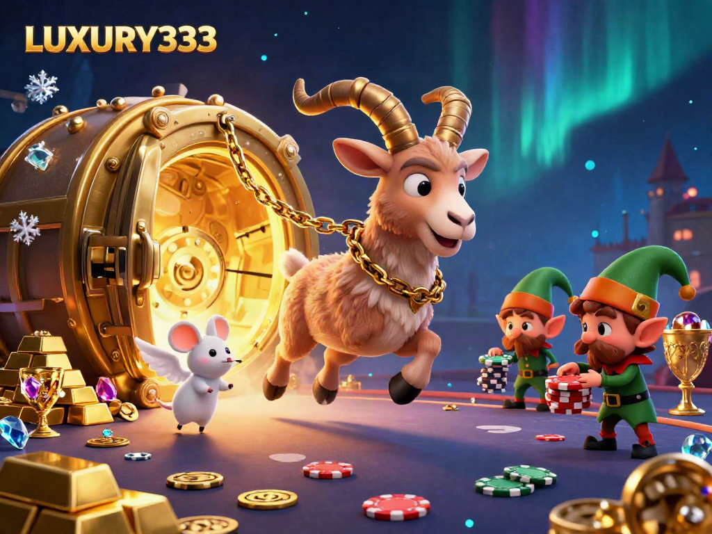Experience LUXURY333 like never before in this thrilling holiday-themed casino scene.