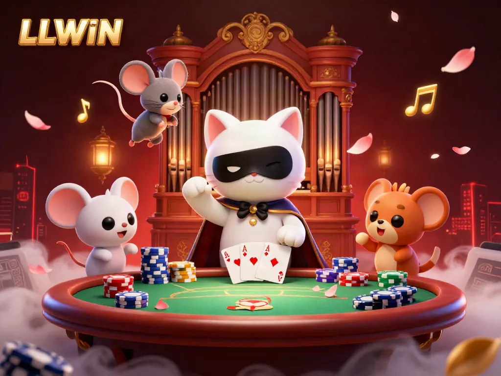 Experience thrilling gaming at LLWIN with our vibrant 3D casino illustration showcasing poker and rich elements.