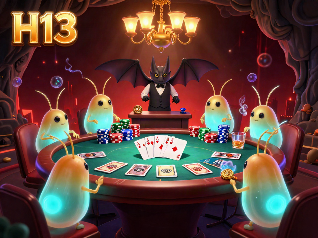 Experience thrilling gameplay at H13's illuminated cave casino, featuring glowworms and poker action.