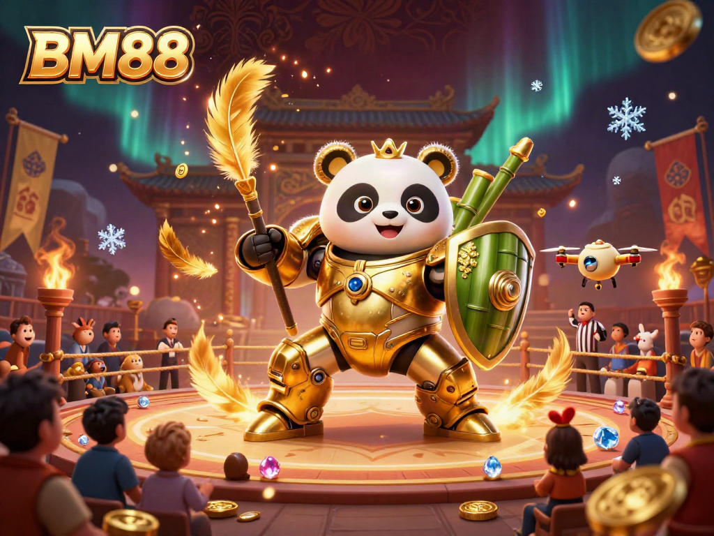 Engage in thrilling battles at BM88's online casino arena with vibrant characters and action elements.