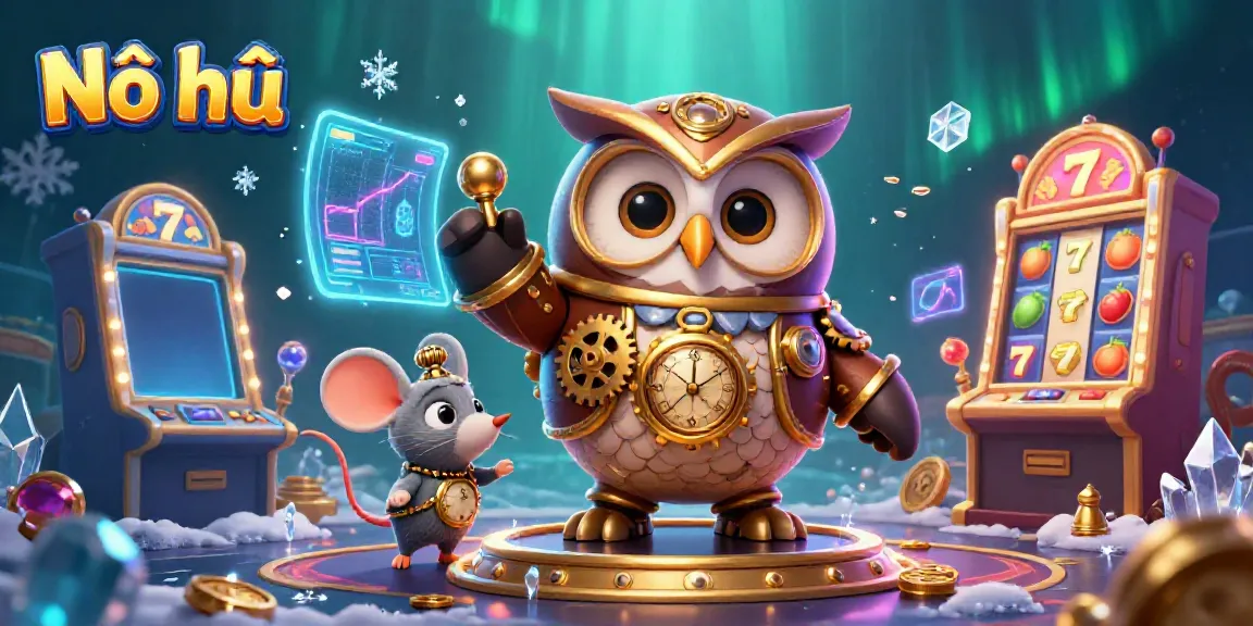 Experience the thrill of Nổ hũ with charming characters at an energetic casino scene.