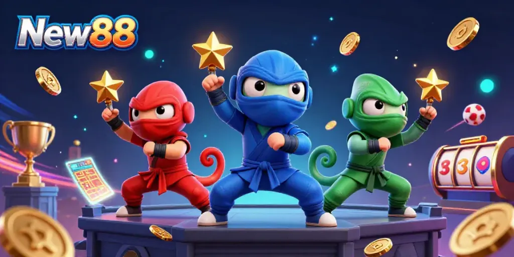 Experience thrilling gameplay at New88 as chameleon ninjas bring casino excitement to life!