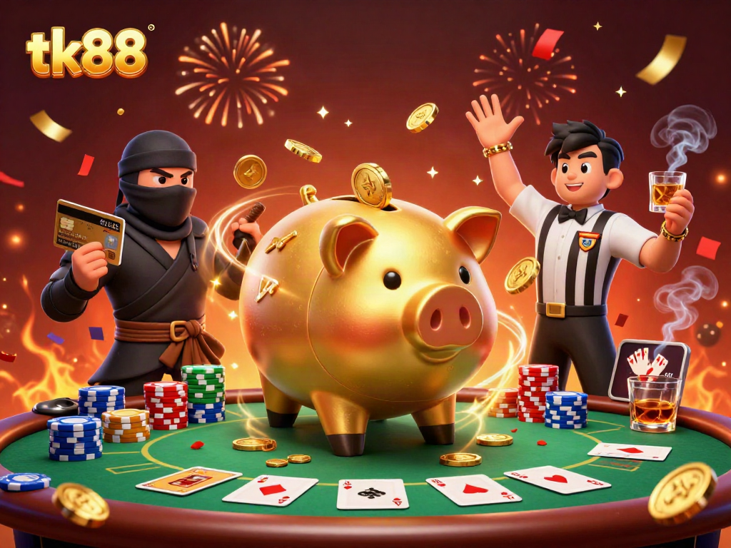 Experience thrilling gambling action with tk88 in this vibrant, dynamic casino scene.