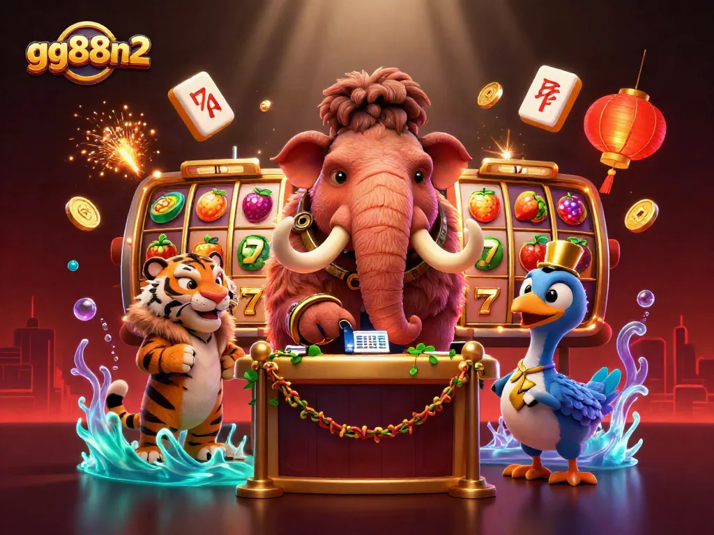 Engage in thrilling gameplay at gg88n2 with a vibrant casino scene featuring unique characters.