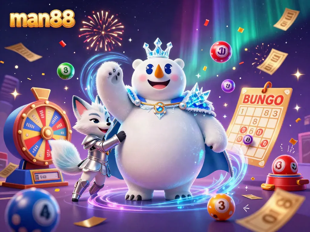 Engage with man88's exciting gaming experience featuring an ice king polar bear and lucky elements.
