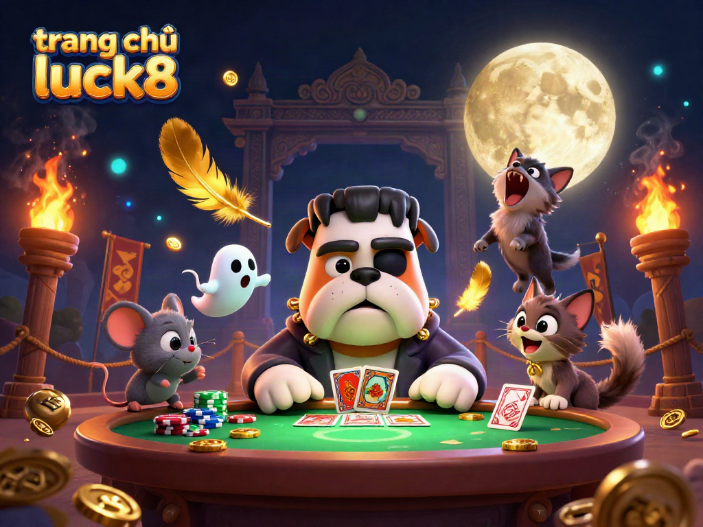 Engaging scene at trang chủ luck8 with cartoon characters celebrating at a vibrant casino table.