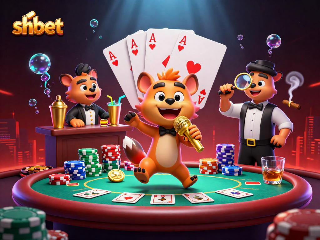 Experience the vibrant atmosphere of SHBET with hyenas in a comedy casino, showcasing thrilling gaming elements.