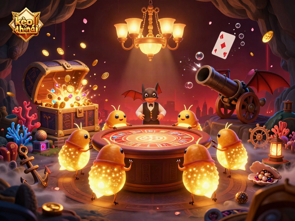 Experience thrilling gambling at kèo nhà cái with glowworms illuminating a vibrant cave casino.