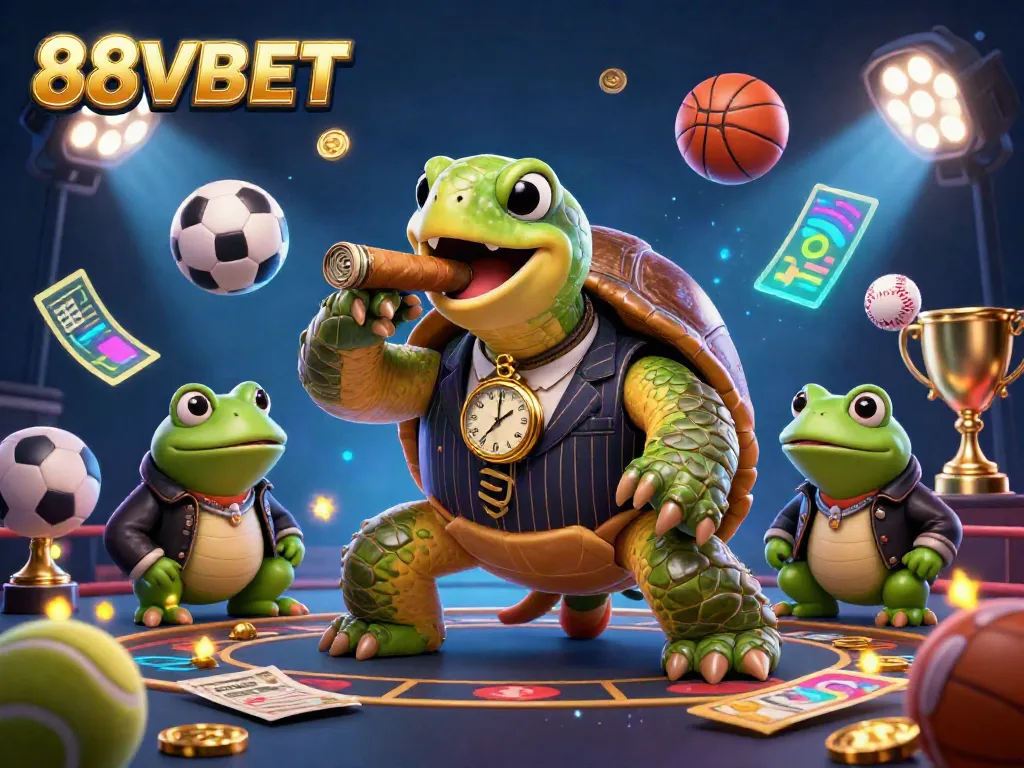 Experience thrilling moments at 88VBET with vibrant casino elements in this engaging illustration.