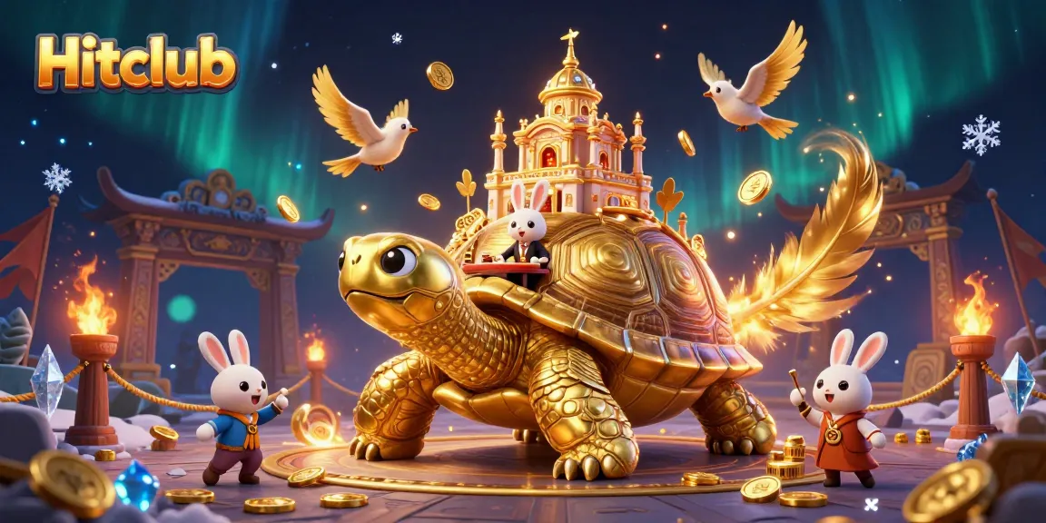 Experience thrilling gameplay at Hitclub with a golden tortoise casino and vibrant characters.