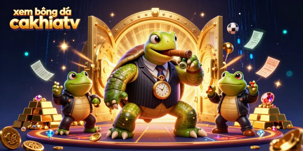 Catch the action watching xem bóng đá cakhiatv with thrilling sports elements in a vibrant 3D casino scene.