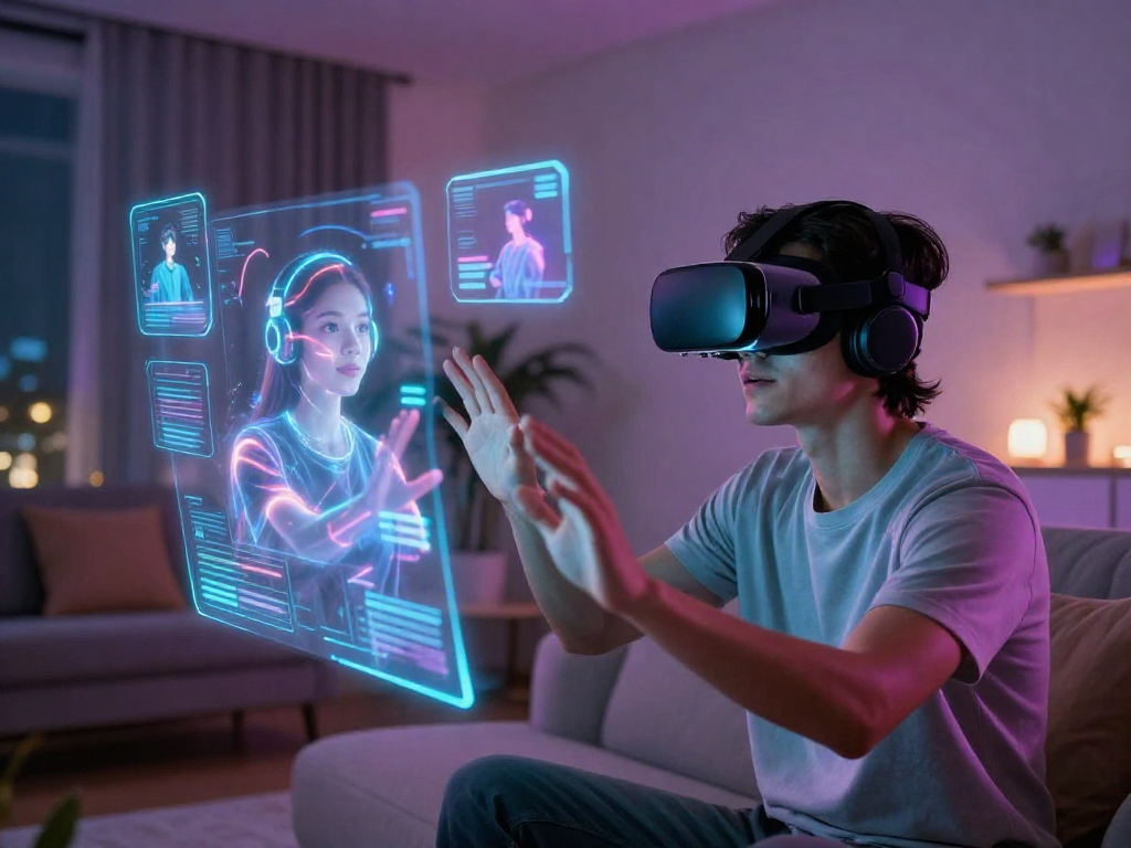 Engaging ai sex interaction in a virtual reality setting with a user and lifelike AI hologram