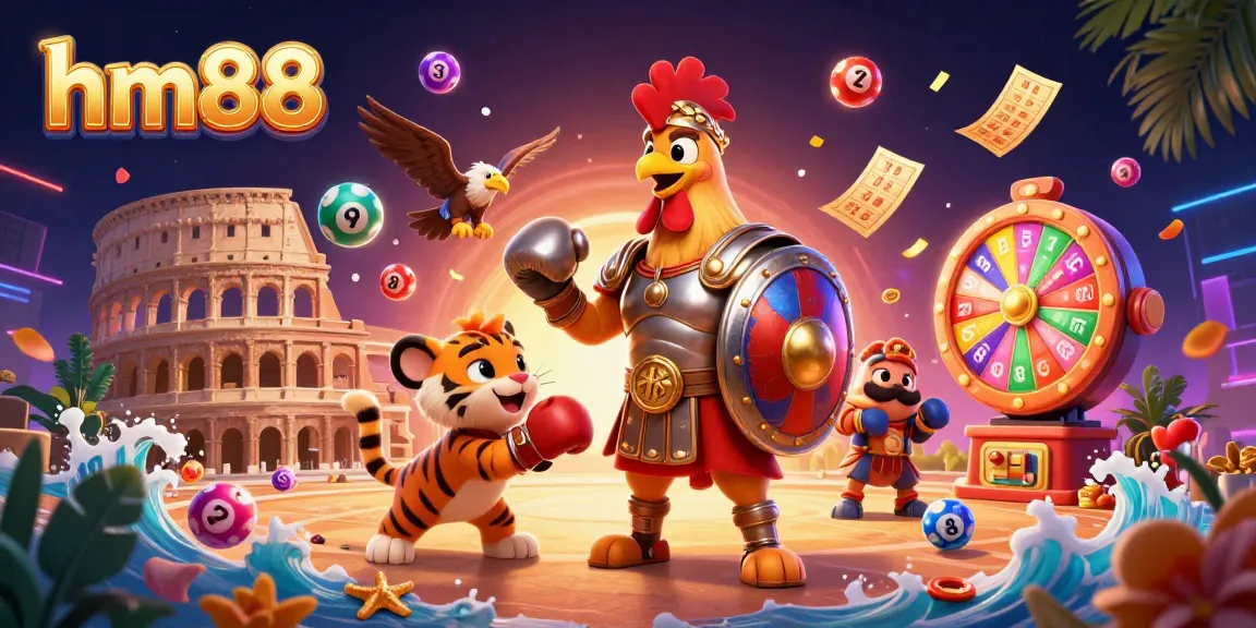 Win big with hm88 in this electrifying casino scene featuring lottery excitement and dynamic action.