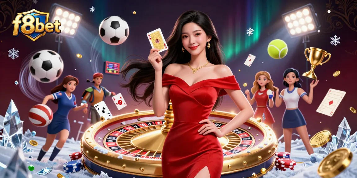 Experience thrilling gameplay with f8bet's stunning casino illustration featuring a confident dealer and dynamic game elements.