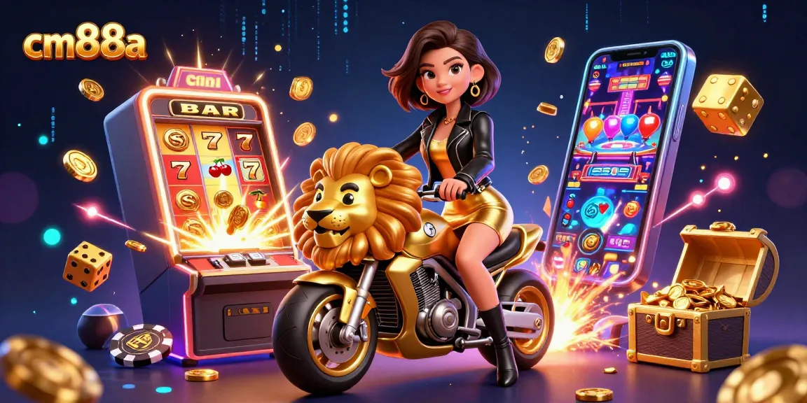Spin and win at cm88a with vibrant 3D casino action featuring roaring lion and jackpot excitement.