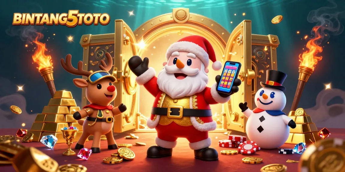 Experience thrilling jackpots with BINTANG5TOTO's dynamic 3D casino illustration showcasing vibrant characters and rich game elements.