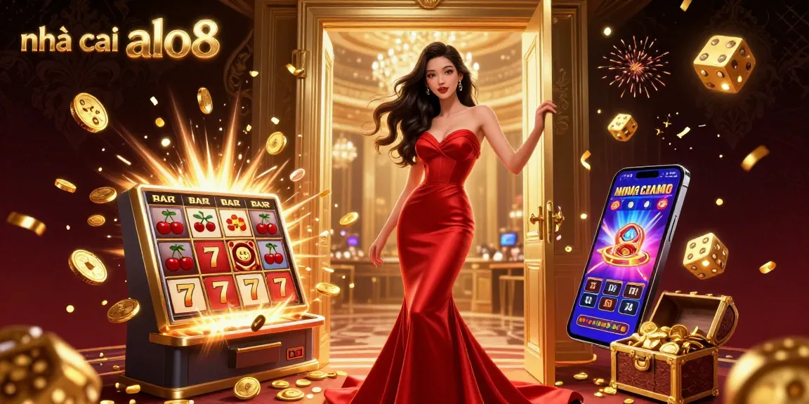 Experience excitement with nhà cái alo8 at a stunning VIP casino, showcasing slot machines and jackpots bursting with coins.