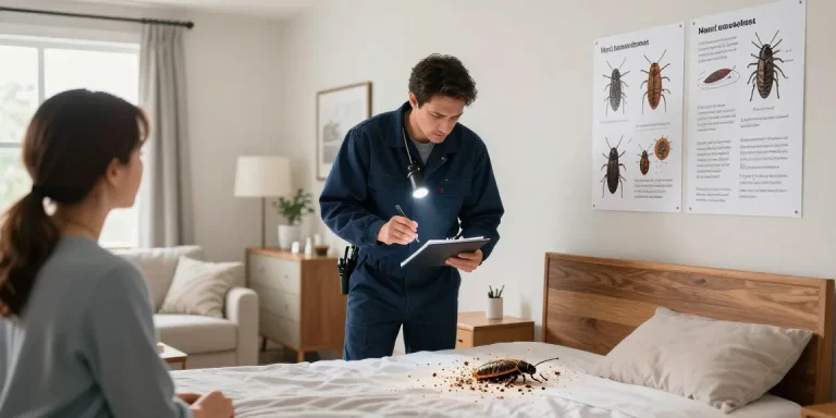 Bed bug exterminator inspecting home for bed bugs in Milwaukee, providing expert treatment