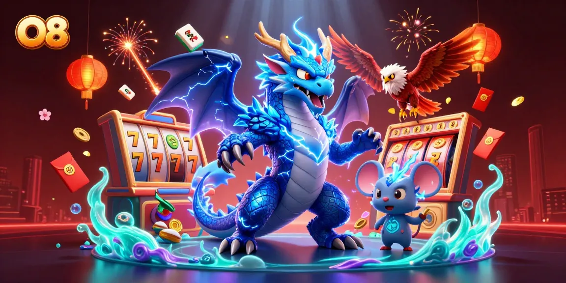 Experience O8's thrilling gaming adventure with vibrant characters and dynamic casino elements.